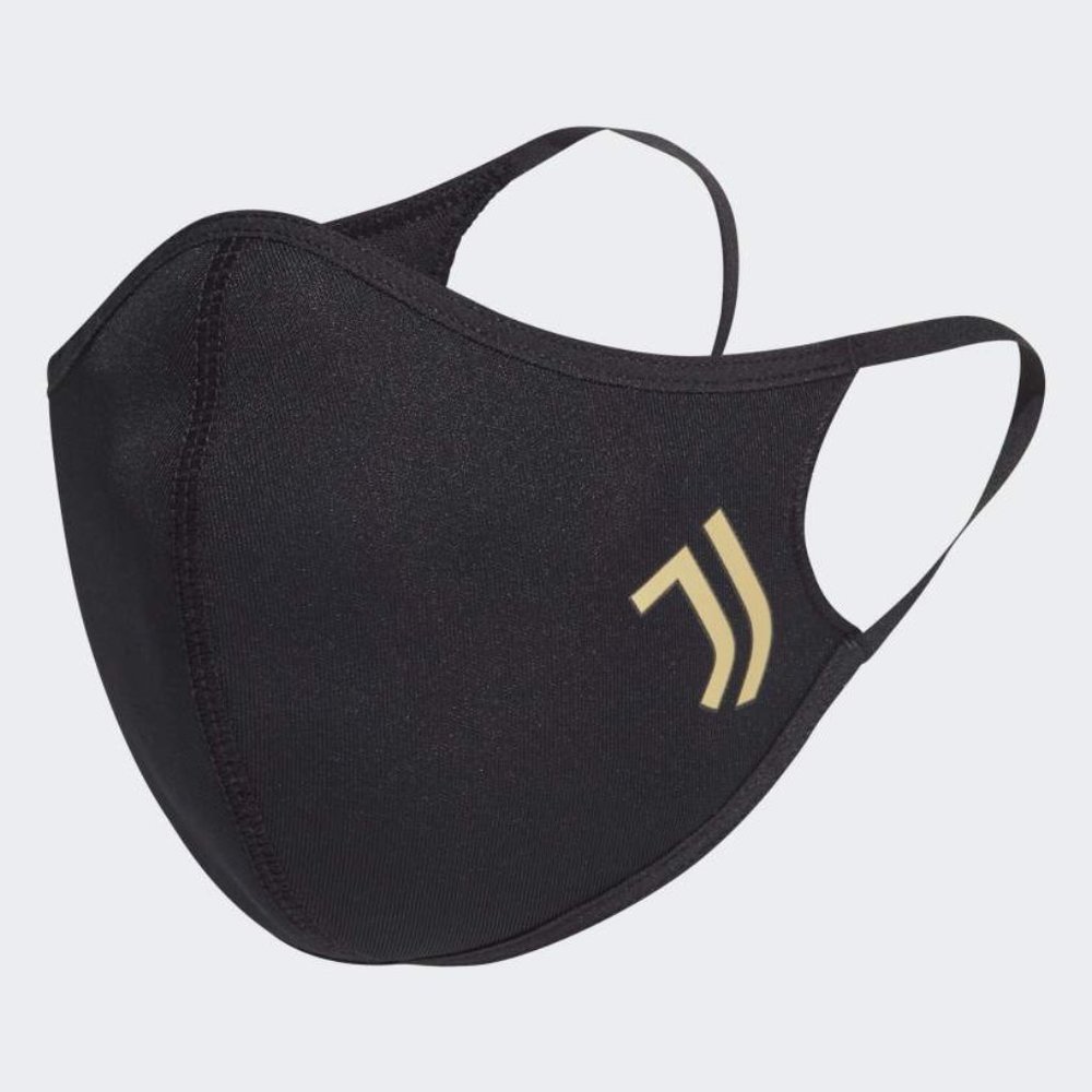 New 3 PCS Adidas Black & Gold Juventus Non-Medical Reusable Face Mask Size M/L - Picture 5 of 11